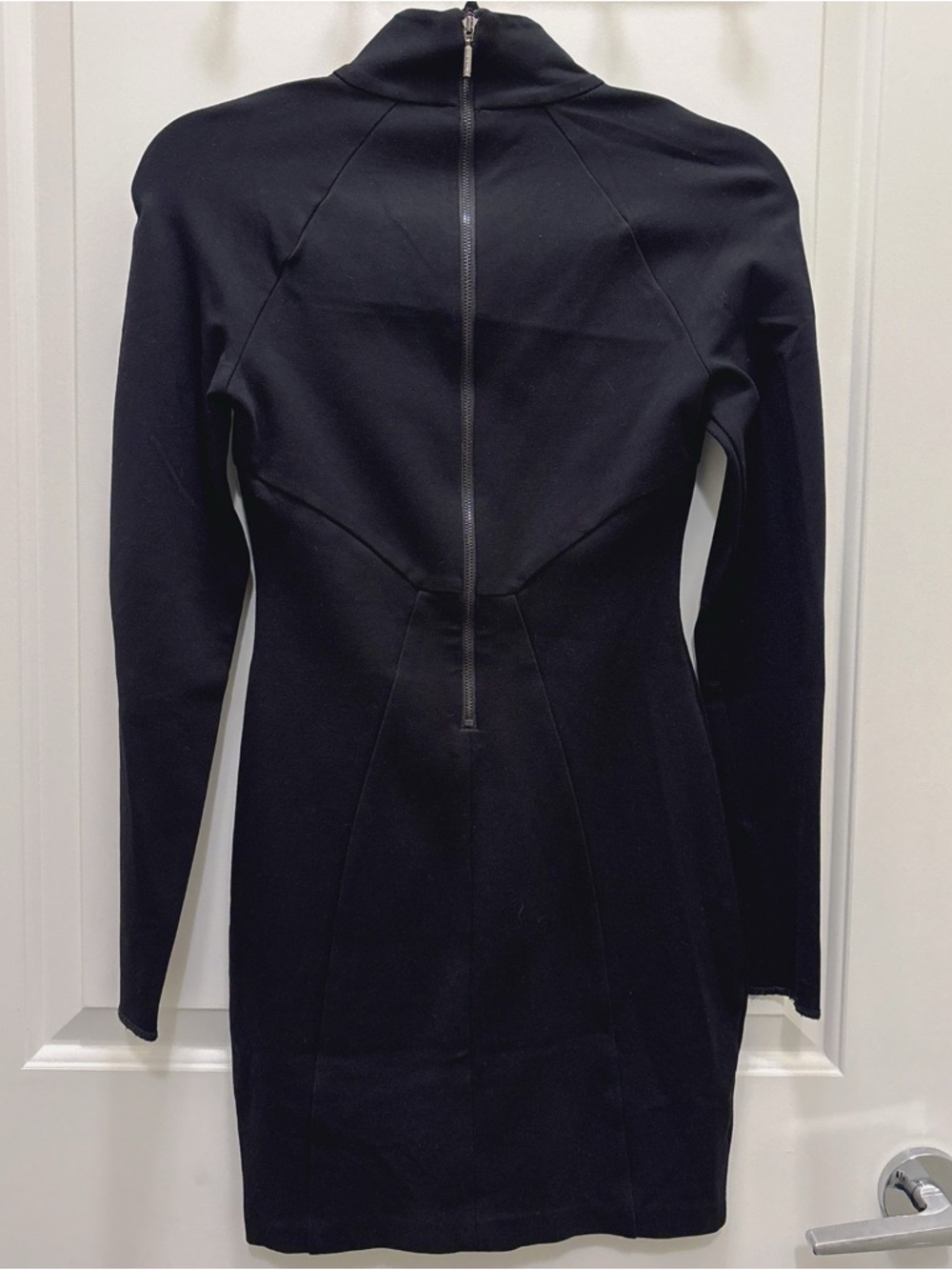 GUESS Sculpted Black Bodycon Mini Dress High Neck XS - Picture 3 of 4
